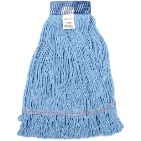 Global Industrial Medium Blue Looped Mop Head, Wide Band 261829W